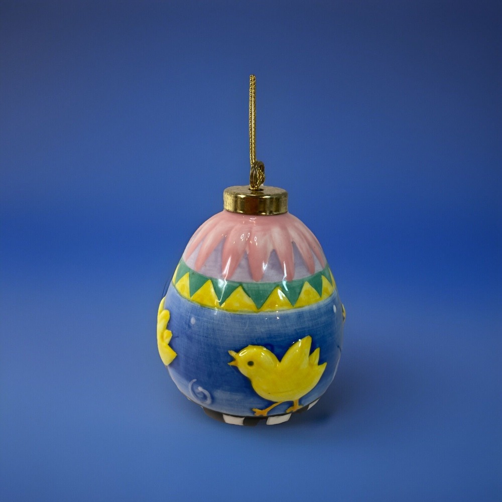 Holiday home, Ceramic Shiny Spring Chicks 🐥 Design Hanging‎ 3.5x2.5"  Egg Shape